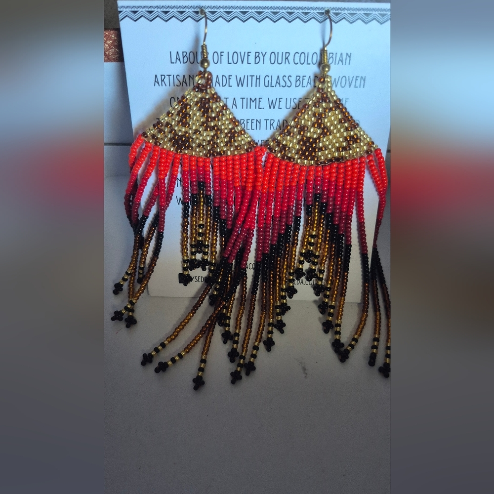 Handmade Colombian beaded earrings